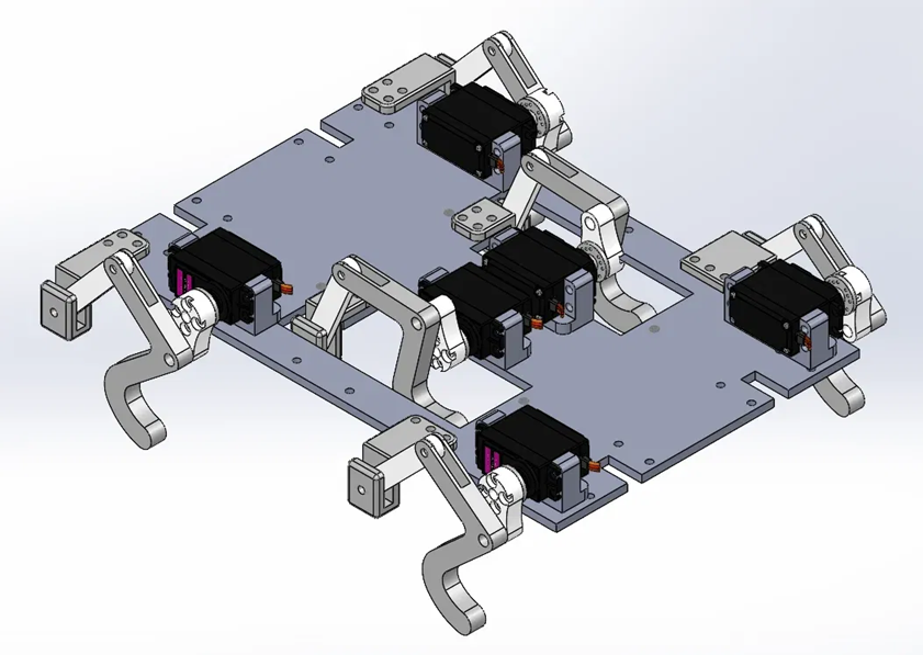 CAD assembly of the GiAnt hexapod robot chassis and leg servos
