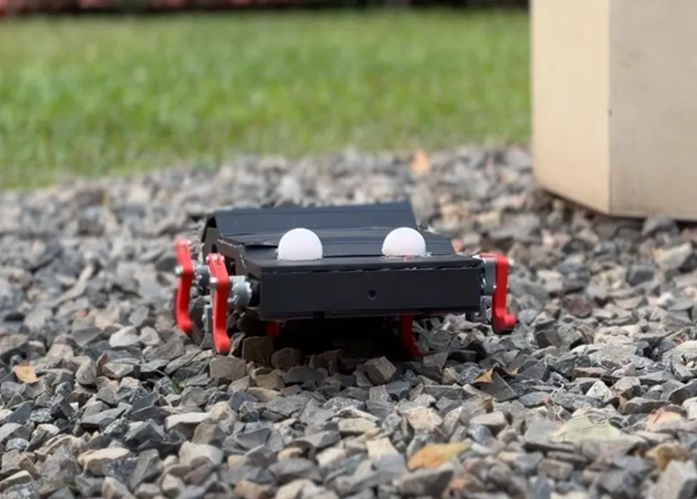 GiAnt hexapod robot standing on gravel outdoors