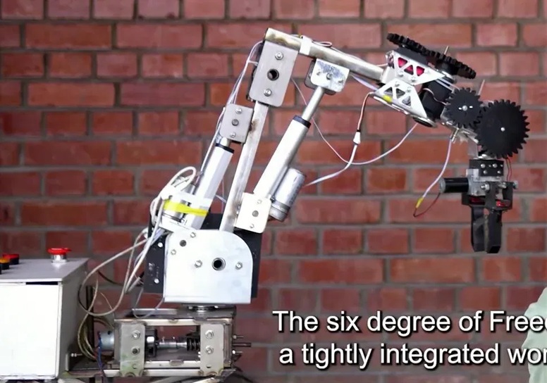 Prochesta Mars rover with robotic arm, deployed in the field for University Rover Challenge