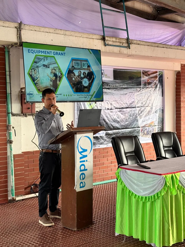Speaking at a Midea-sponsored ASHRAE event about an equipment grant